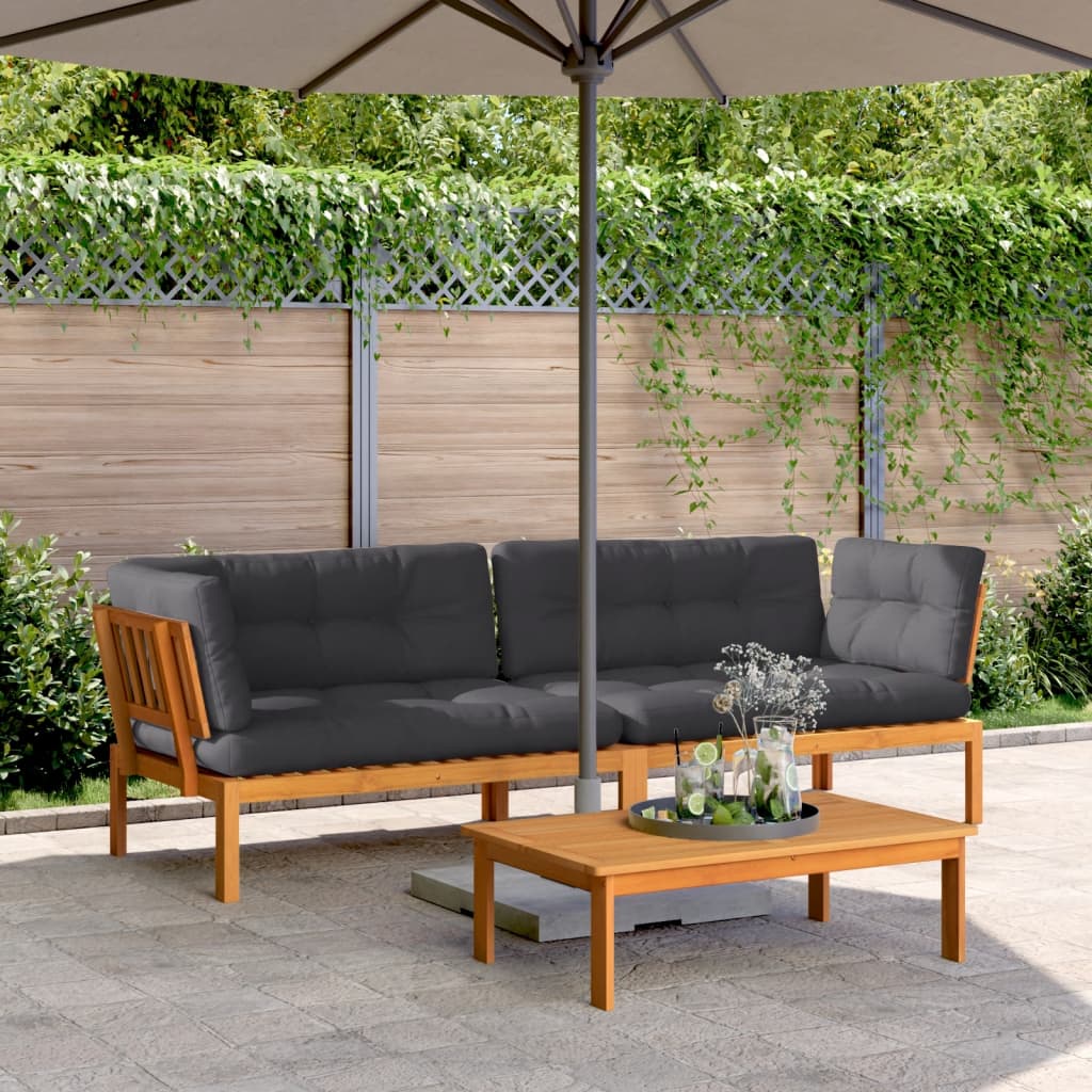 Garden Pallet Corner Sofas with Cushions 2 pcs Solid Wood Acacia