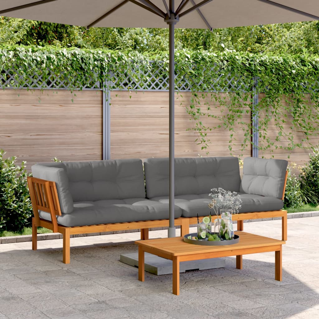 Garden Pallet Corner Sofas with Cushions 2 pcs Solid Wood Acacia