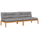 Garden Pallet Middle Sofas with Cushions 2 pcs Solid Wood Acacia