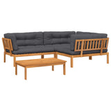 4 Piece Garden Pallet Sofa Set with Cushions Solid Wood Acacia