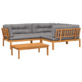 4 Piece Garden Pallet Sofa Set with Cushions Solid Wood Acacia