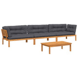 4 Piece Garden Pallet Sofa Set with Cushions Solid Wood Acacia