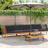 4 Piece Garden Pallet Sofa Set with Cushions Solid Wood Acacia