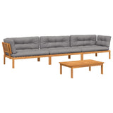 4 Piece Garden Pallet Sofa Set with Cushions Solid Wood Acacia