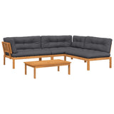 4 Piece Garden Pallet Sofa Set with Cushions Solid Wood Acacia