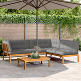 4 Piece Garden Pallet Sofa Set with Cushions Solid Wood Acacia