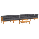 5 Piece Garden Pallet Sofa Set with Cushions Solid Wood Acacia - Front View