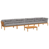 5 Piece Garden Pallet Sofa Set with Cushions Solid Wood Acacia