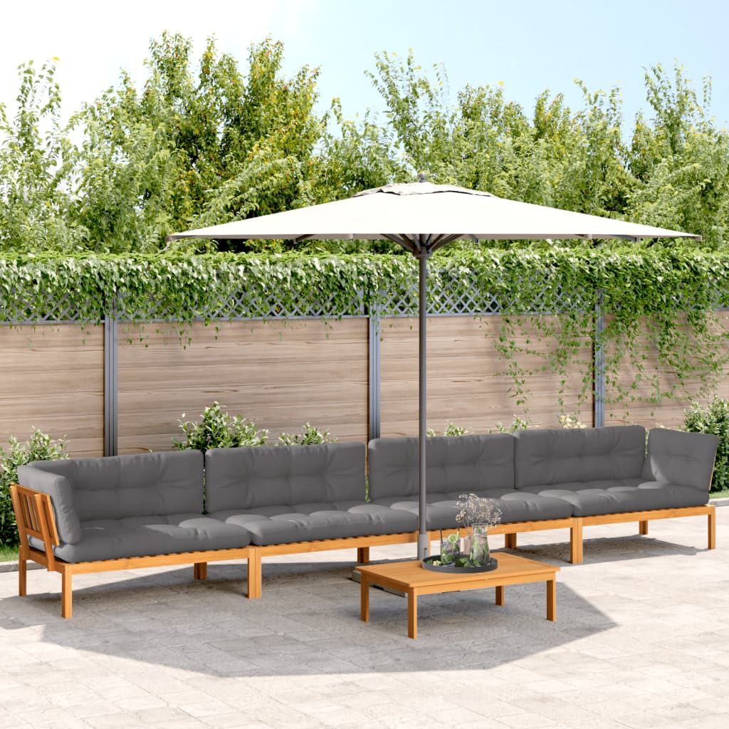 5 Piece Garden Pallet Sofa Set with Cushions Solid Wood Acacia