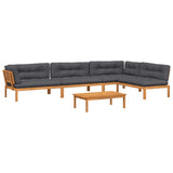 5 Piece Garden Pallet Sofa Set with Cushions Solid Wood Acacia