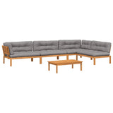 5 Piece Garden Pallet Sofa Set with Cushions Solid Wood Acacia - Front View