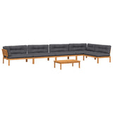 6 Piece Garden Pallet Sofa Set with Cushions Solid Wood Acacia - Front View