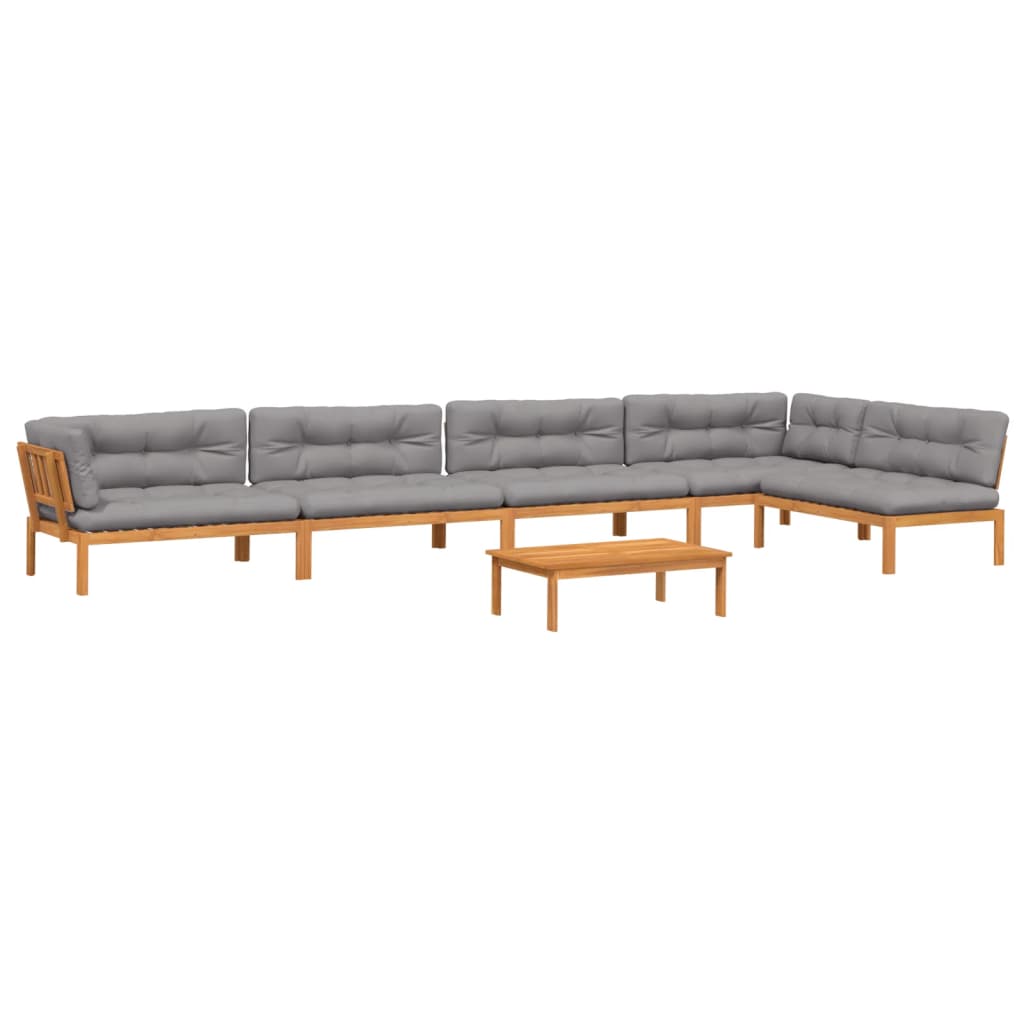 6 Piece Garden Pallet Sofa Set with Cushions Solid Wood Acacia