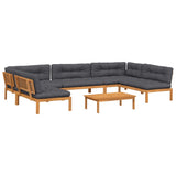 6 Piece Garden Pallet Sofa Set with Cushions Solid Wood Acacia - Front View