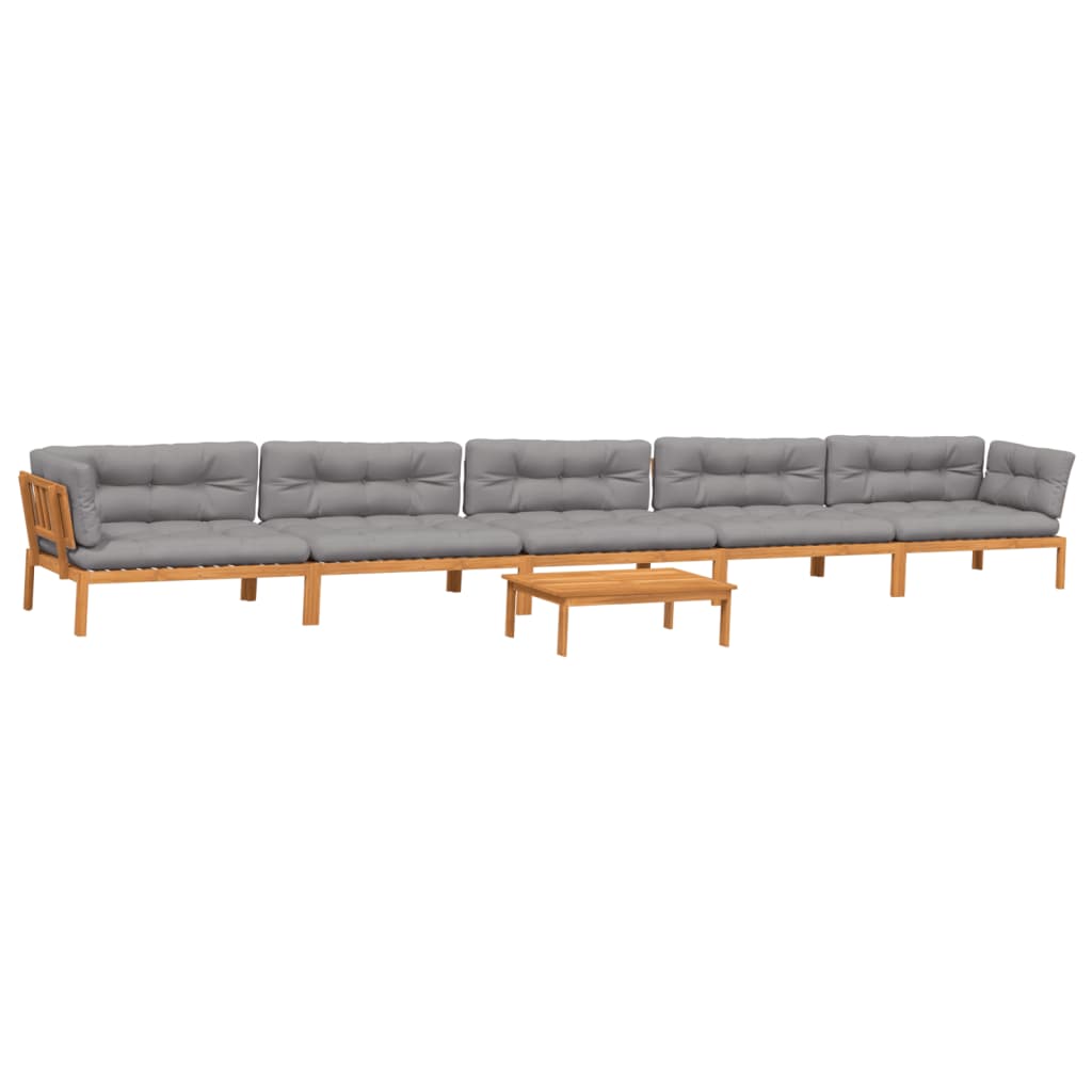 6 Piece Garden Pallet Sofa Set with Cushions Solid Wood Acacia