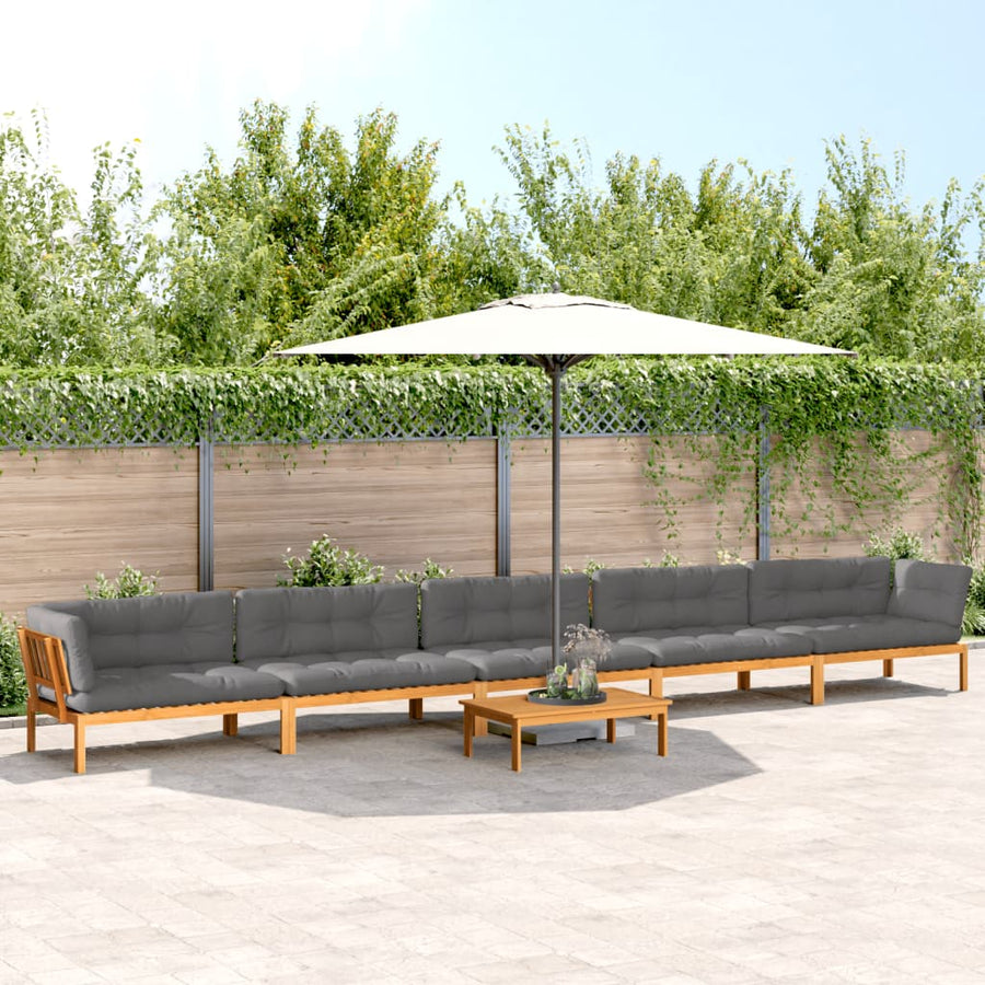 6 Piece Garden Pallet Sofa Set with Cushions Solid Wood Acacia