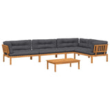 5 Piece Garden Pallet Sofa Set with Cushions Solid Wood Acacia - Front View