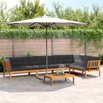 5 Piece Garden Pallet Sofa Set with Cushions Solid Wood Acacia