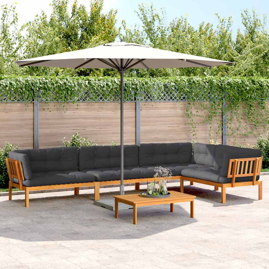 5 Piece Garden Pallet Sofa Set with Cushions Solid Wood Acacia