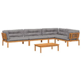 5 Piece Garden Pallet Sofa Set with Cushions Solid Wood Acacia