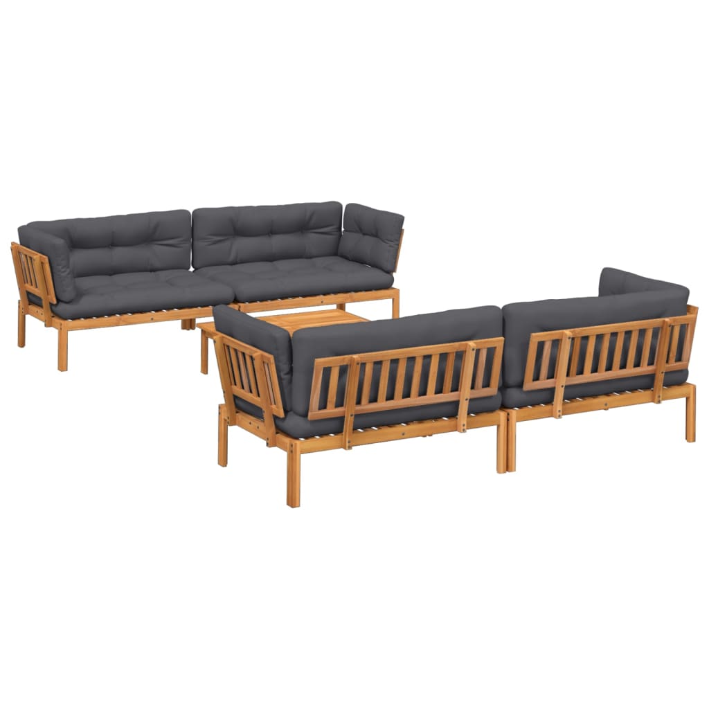 5 Piece Garden Pallet Sofa Set with Cushions Solid Wood Acacia