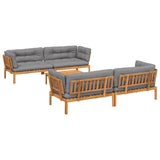 5 Piece Garden Pallet Sofa Set with Cushions Solid Wood Acacia