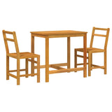 3 Piece Balcony Set Solid Wood Acacia - Front View