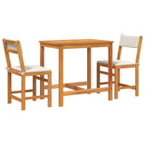 3 Piece Balcony Set with Cushions Solid Wood Acacia - Front View