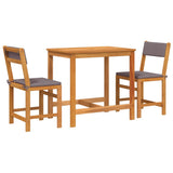 3 Piece Balcony Set with Cushions Solid Wood Acacia - Front View