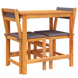 3 Piece Balcony Set with Cushions Solid Wood Acacia - Low Angle
