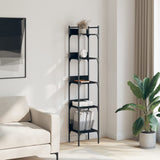 Bookshelf 5-Tier Black 35x30x174 cm Engineered Wood - Side View