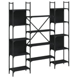 Bookshelf Black 155.5x24x166.5 cm Engineered Wood - Front View