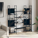 Bookshelf Black 155.5x24x166.5 cm Engineered Wood - Side View