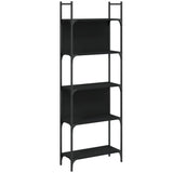 Bookshelf 5-Tier Black 60.5x24x166.5 cm Engineered Wood - Front View