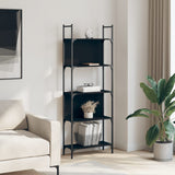 Bookshelf 5-Tier Black 60.5x24x166.5 cm Engineered Wood - Side View
