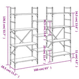 Bookshelf Black 160x28.5x136.5 cm Engineered Wood