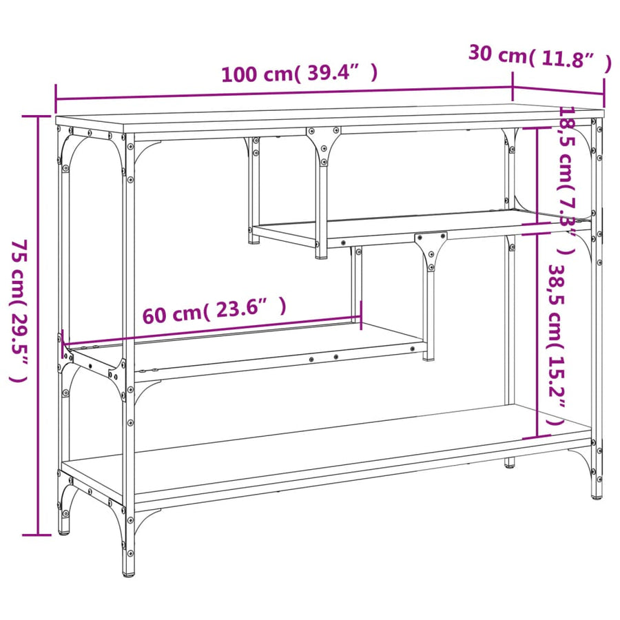 Console Table Sonoma Oak 100x30x75 cm Engineered Wood