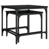 Nesting Coffee Tables 2 pcs Black Engineered Wood - Low Angle