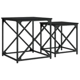 Nesting Coffee Tables 2 pcs Black Engineered Wood - Front View