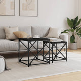 Nesting Coffee Tables 2 pcs Black Engineered Wood - Side View
