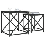 Nesting Coffee Tables 2 pcs Black Engineered Wood - Top-Down View