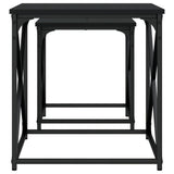 Nesting Coffee Tables 2 pcs Black Engineered Wood - Rear View