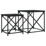 Nesting Coffee Tables 2 pcs Black Engineered Wood - Close-Up Angle
