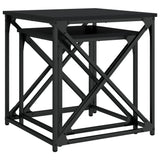 Nesting Coffee Tables 2 pcs Black Engineered Wood - Low Angle