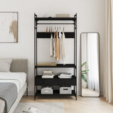 Wardrobe with Drawers Black 89x39x184.5 cm Engineered Wood - Side View