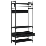 Wardrobe with Drawers Black 89x39x184.5 cm Engineered Wood - 45-Degree Angle