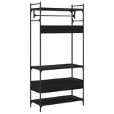 Wardrobe with Drawers Black 89x39x184.5 cm Engineered Wood - Low Angle