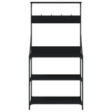 Baker's Rack with Hooks 4-Tier Black Engineered Wood