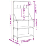 Baker's Rack with Hooks 4-Tier Black Engineered Wood - Extra Image