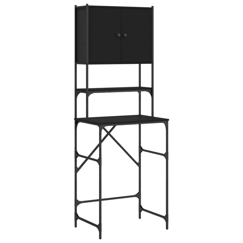 Washing Machine Cabinet Black 68x48.5x194 cm Engineered Wood